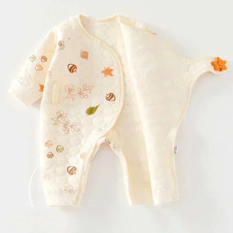 100% Cotton Warm Long Sleeve Romper with Velcro Closure - Bear - Bodyfeu