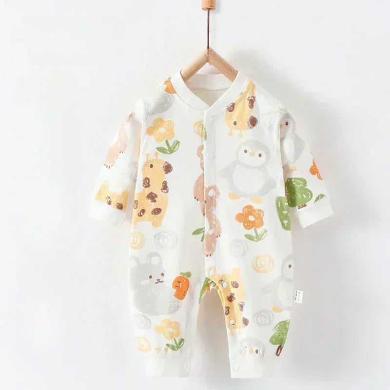 100% Cotton Snap-Up Long Sleeve Romper - Leopard - Bodyfeu