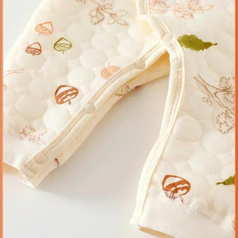 100% Cotton Warm Long Sleeve Romper with Velcro Closure - Bear - Bodyfeu