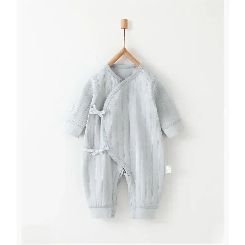 100% Cotton Long Sleeve Kimono Romper - Brown - Bodyfeu