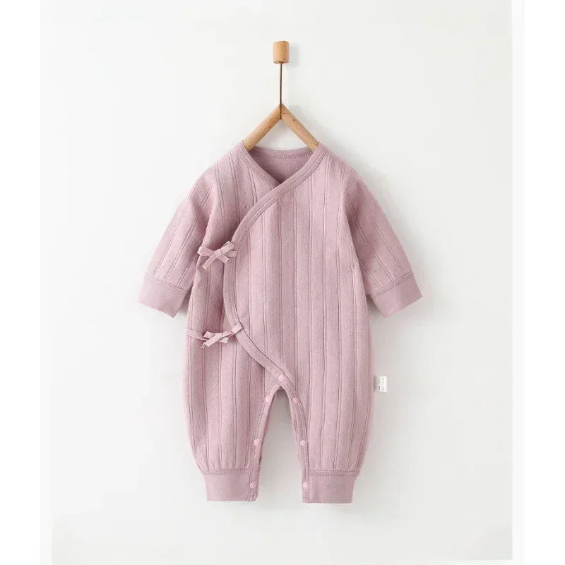 100% Cotton Long Sleeve Kimono Romper - Brown - Bodyfeu