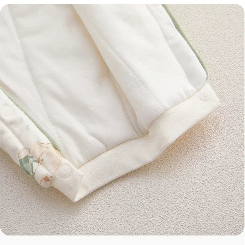 100% Cotton Extra Warm Long Sleeve Quilted Romper - Cute Bunny - Bodyfeu