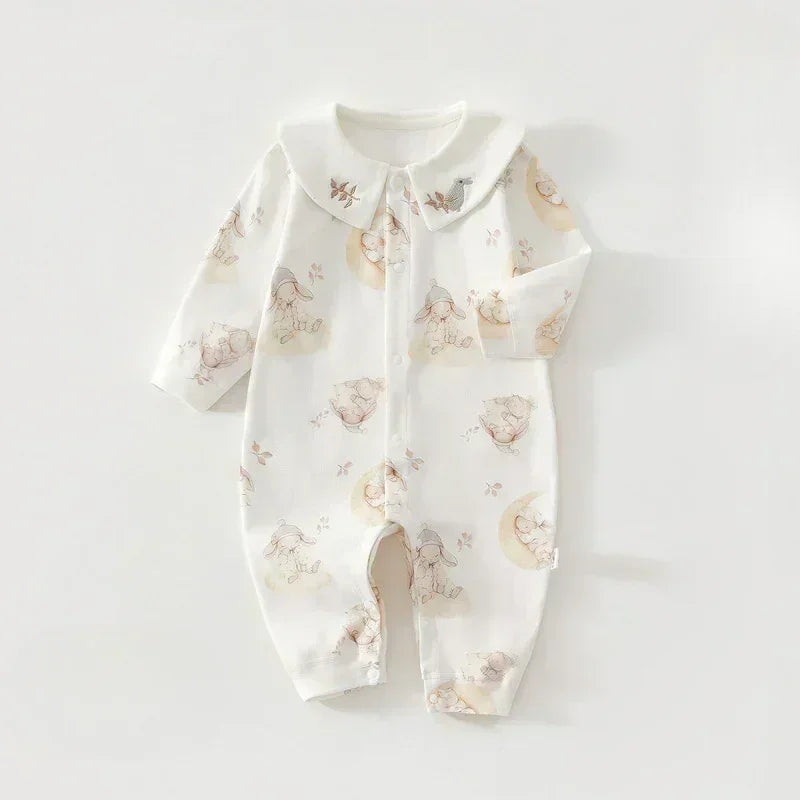 100% Cotton Long Sleeve Snap-Up Romper - Country House - Bodyfeu