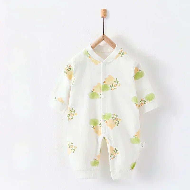 100% Cotton Snap-Up Long Sleeve Romper - Leopard - Bodyfeu