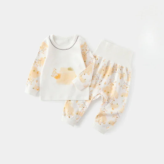 100% Cotton Long Sleeve Top & Pants Set - Yellow Spring - Bodyfeu