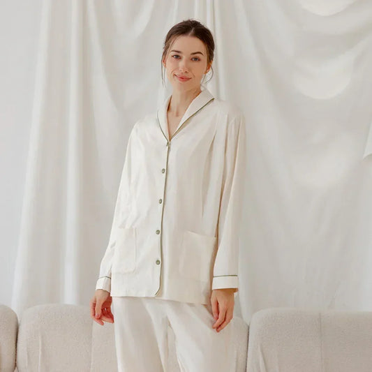 Cotton Button-Up Maternity Pajama- Green - Bodyfeu