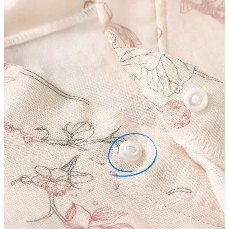 Cotton & Bamboo Muslin Short Sleeve Kimono Romper - Flamingos & Giraffes - Bodyfeu