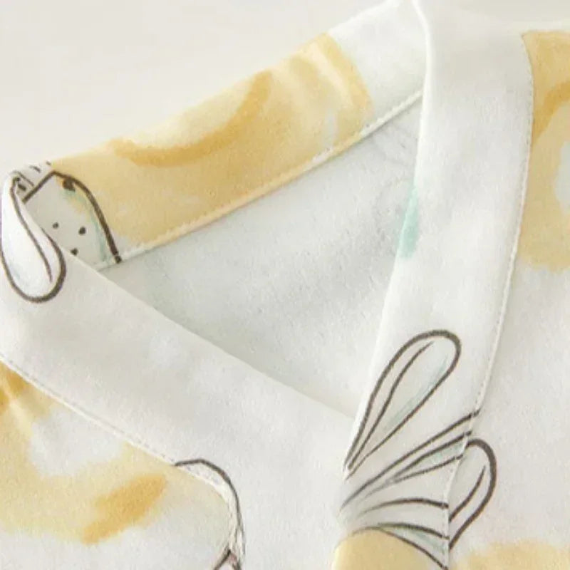 Cotton & Bamboo Muslin Short Sleeve Kimono Romper - Banana - Bodyfeu