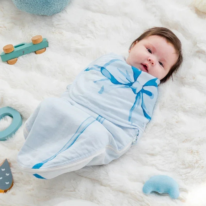 Bodyfeu Muslin Sleep Sack - Blue Adorable Bowknot - Bodyfeu