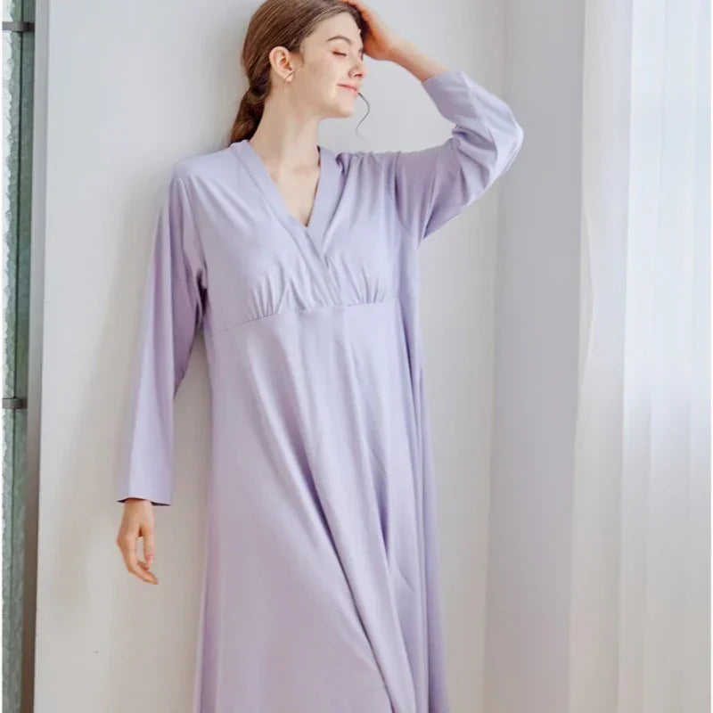 Cotton Snap-Up Maternity & Nursing Nightgown - Pink - Bodyfeu