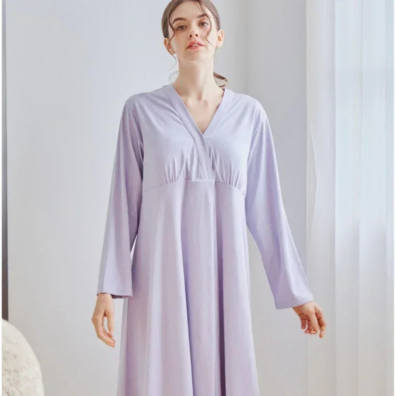 Cotton Snap-Up Maternity & Nursing Nightgown - Pink - Bodyfeu