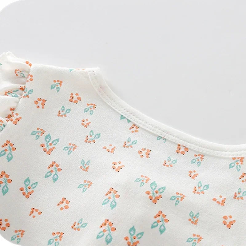 100% Cotton Long Sleeve Floral Bodysuit - Bunny Garden - Bodyfeu