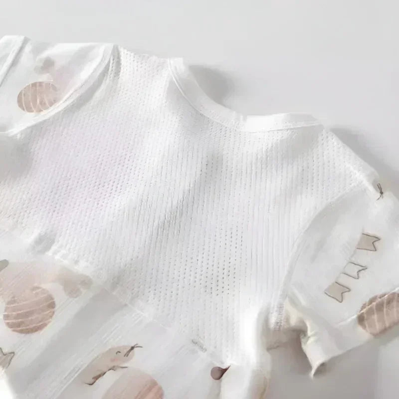 100% Cotton Short Sleeve Romper - Cute Squirrel - Bodyfeu