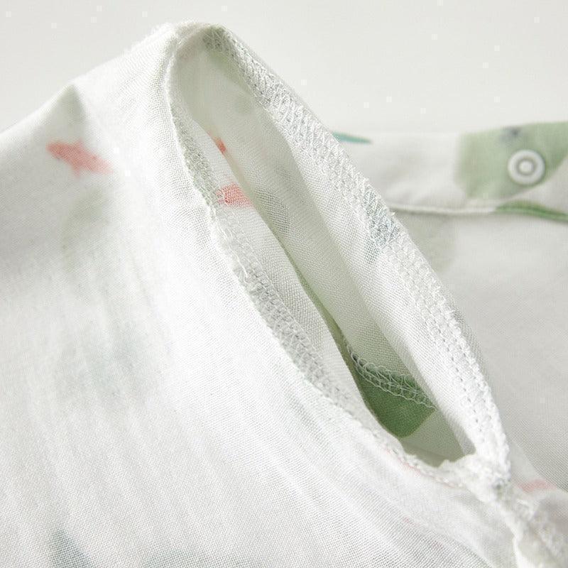 Cotton & Bamboo Muslin Short Sleeve Kimono Romper - Lemon - Bodyfeu