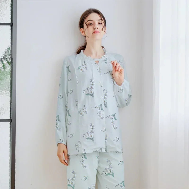 Bodyfeu Muslin Button-Up Maternity & Nursing Pajama - Morning Glory - Bodyfeu