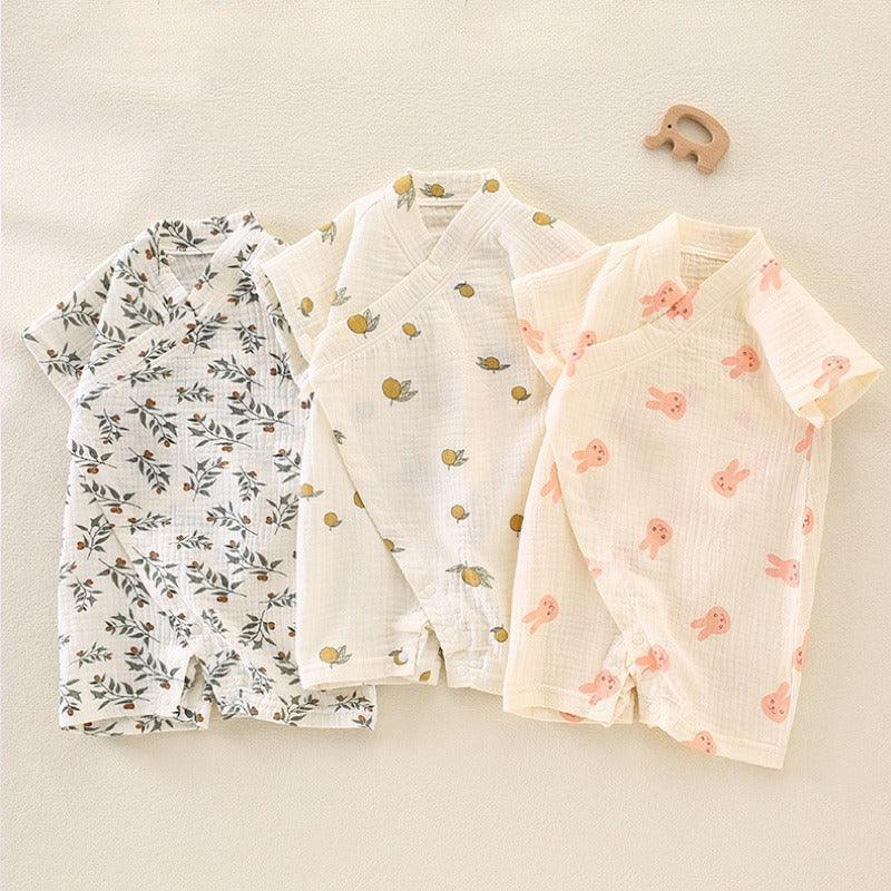 100% Cotton Muslin Short Sleeve Romper - Brown Bear - Bodyfeu