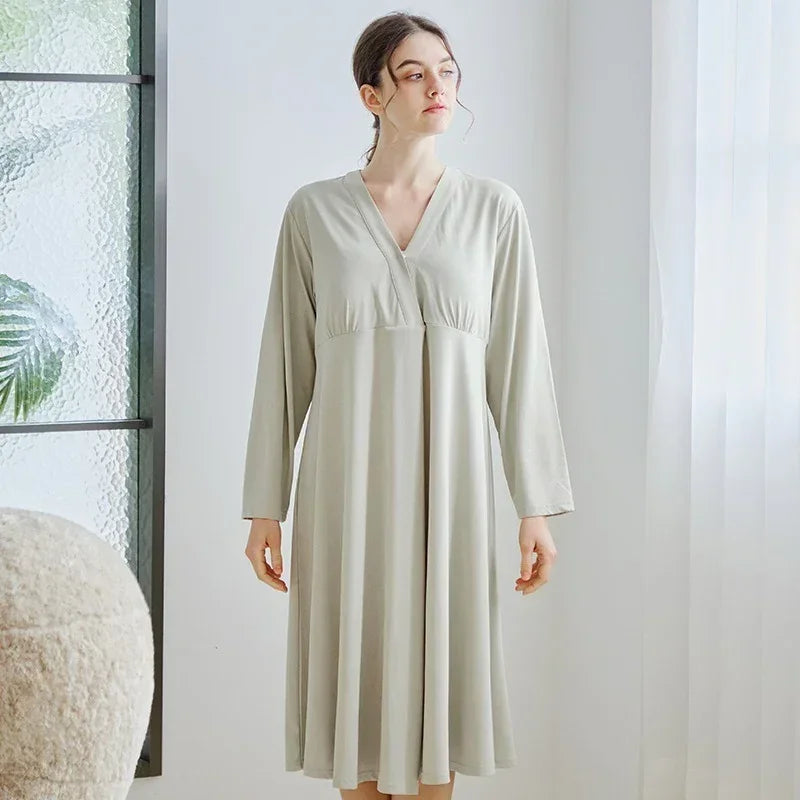 Cotton Snap-Up Maternity & Nursing Nightgown - Pink - Bodyfeu