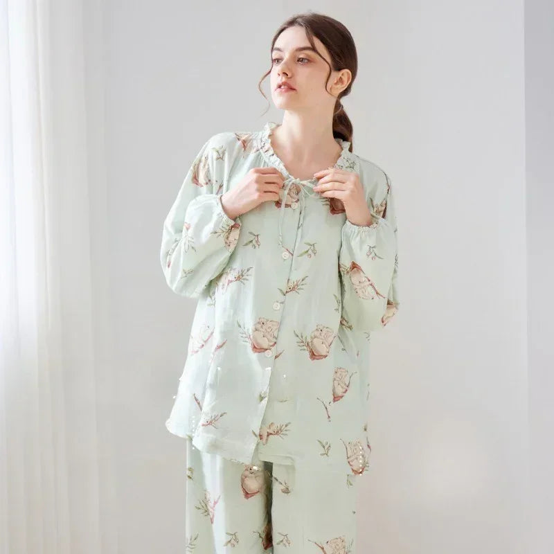 Bodyfeu Muslin Button-Up Maternity & Nursing Pajama - Morning Glory - Bodyfeu