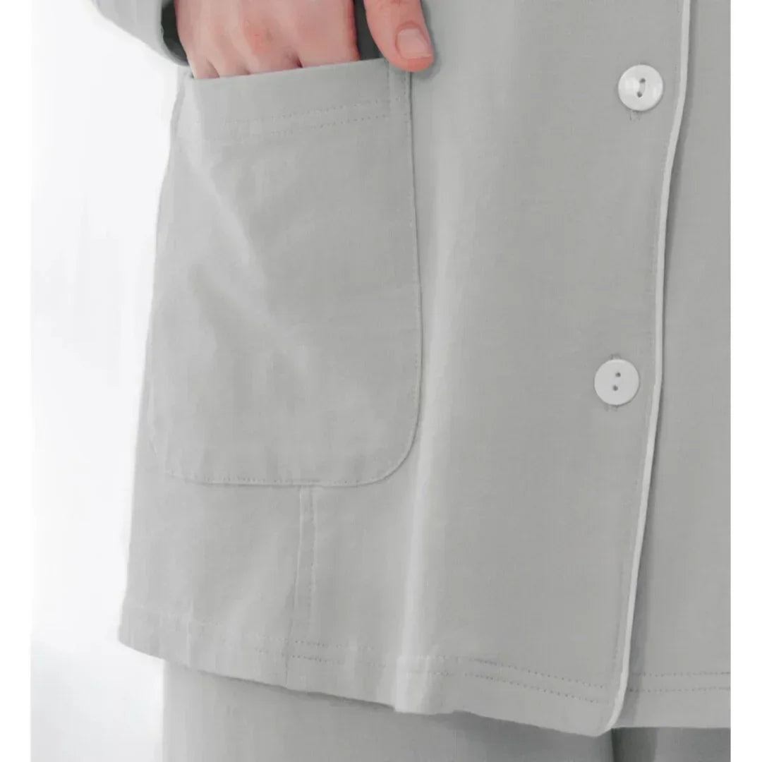 Cotton Button-Up Maternity Pajama- Green - Bodyfeu