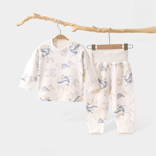 100% Cotton Overhead Top & Pants Set - Blue Whale