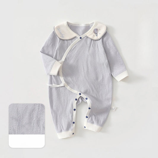 100% Cotton Long-Sleeve Kimono Romper - Blue Fire Balloon