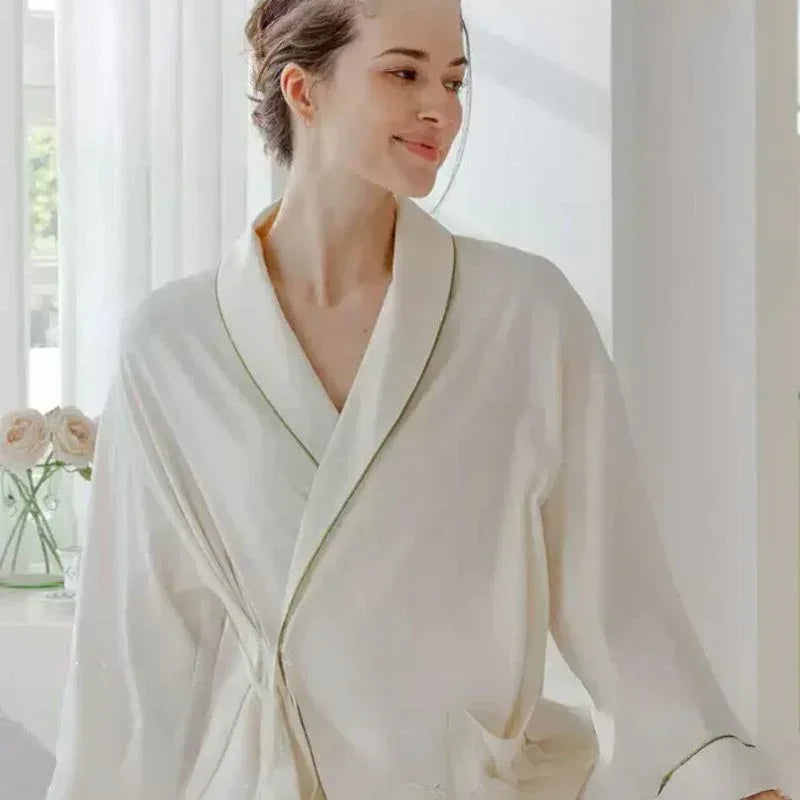 Cotton Wrap Maternity Pajama Set- Green - Bodyfeu