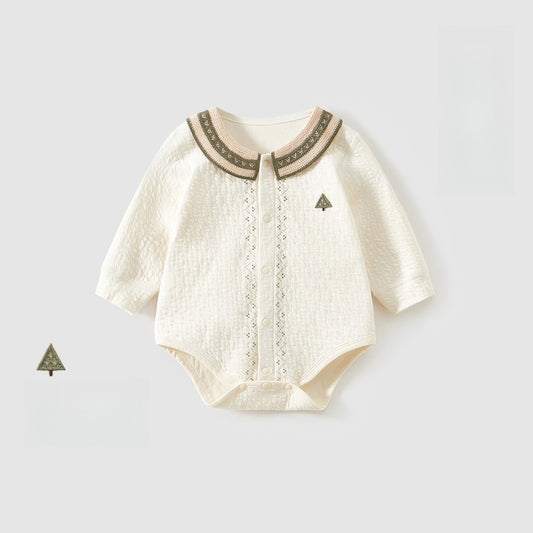 Cotton Long Sleeve Snap-Up Bodysuit - Green Tree