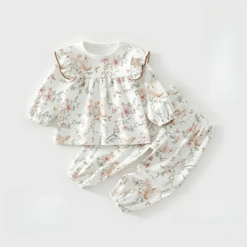 100% Cotton Long Sleeve Top & Pants Set - Fairy Garden