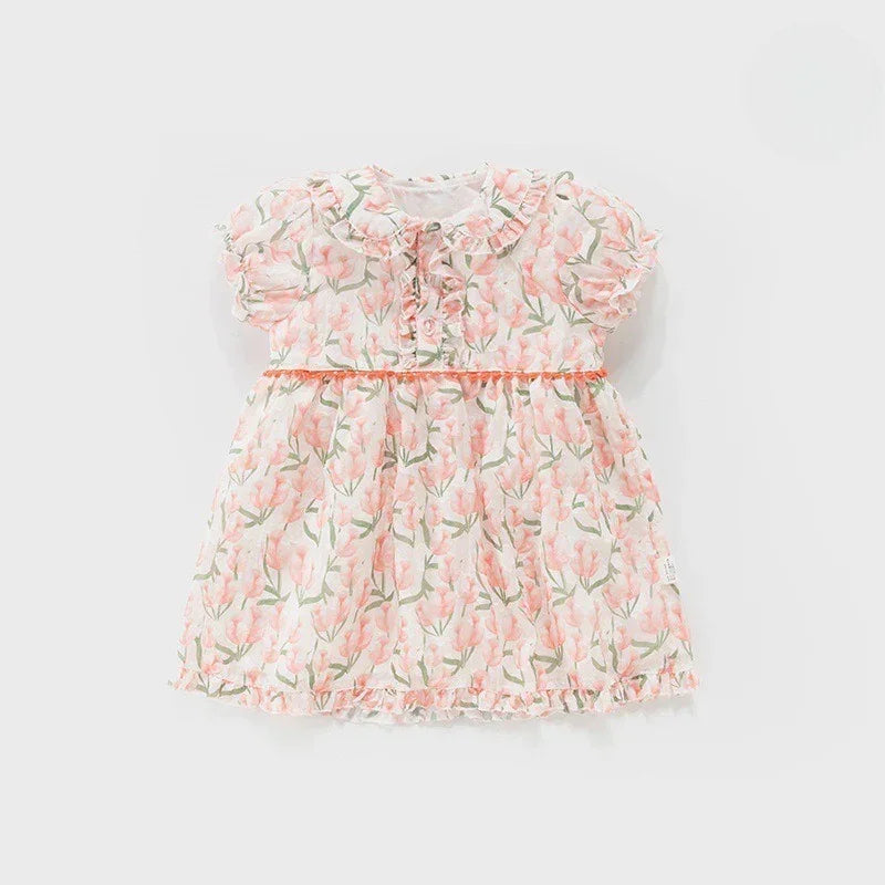 Cotton Short-Sleeve Princess Dress - Yellow Tulip - Bodyfeu