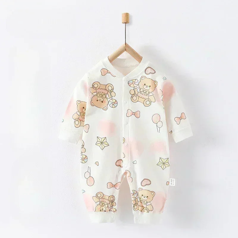 100% Cotton Snap-Up Long Sleeve Romper - Leopard - Bodyfeu