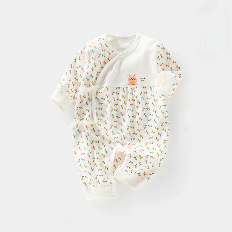 100% Cotton Long Sleeve Wrap Romper - Floral - Bodyfeu