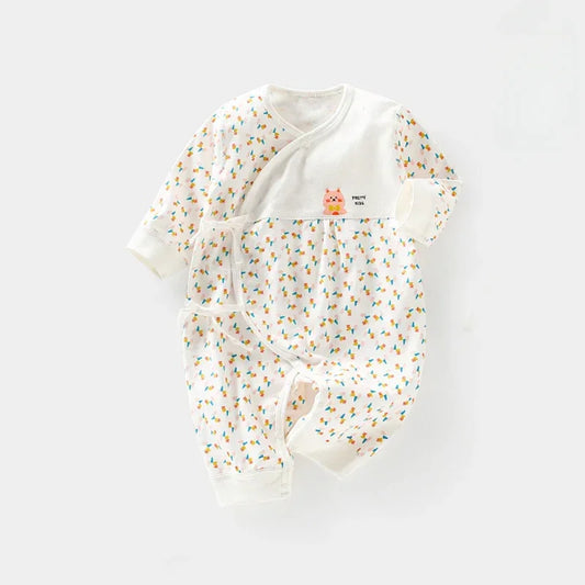 100% Cotton Long Sleeve Wrap Romper - Floral - Bodyfeu