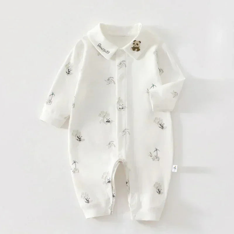 100% Cotton Long Sleeve Snap-Up Romper - Country House - Bodyfeu