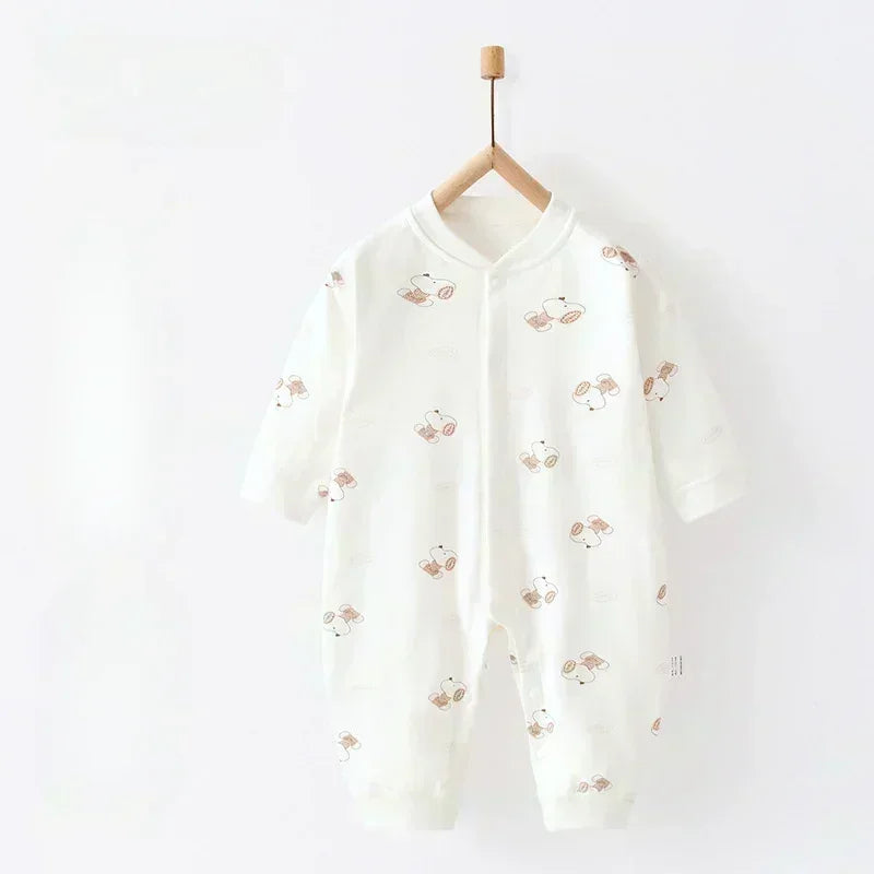 100% Cotton Snap-Up Long Sleeve Romper - Leopard - Bodyfeu