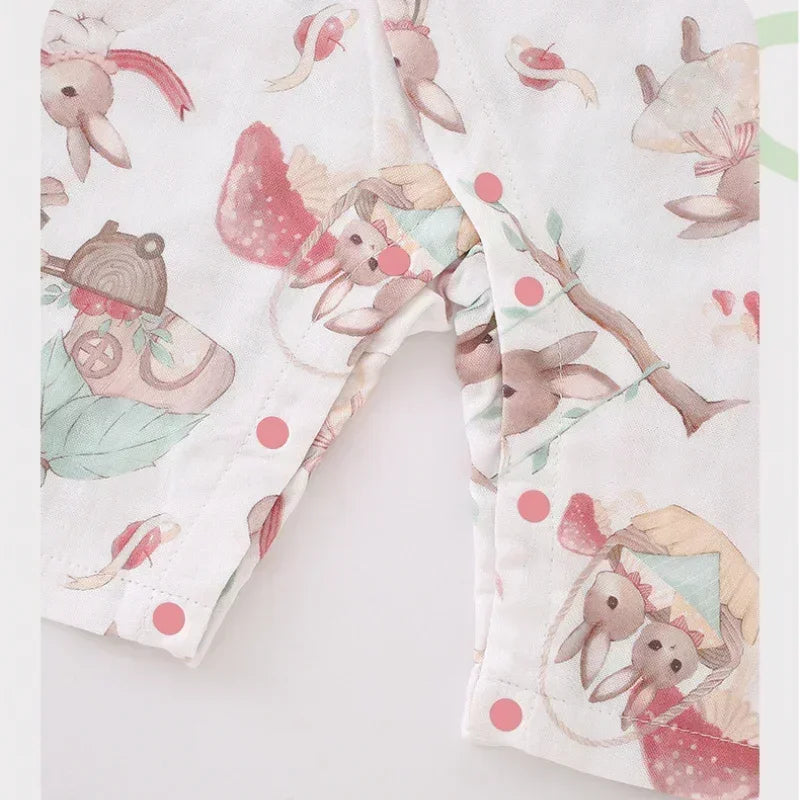 Cotton & Bamboo Muslin Long Sleeve Romper - Panda - Bodyfeu