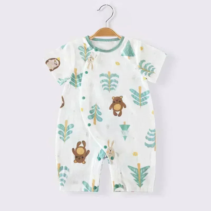 Cotton & Bamboo Muslin Short Sleeve Romper - Pear & Bunny - Bodyfeu