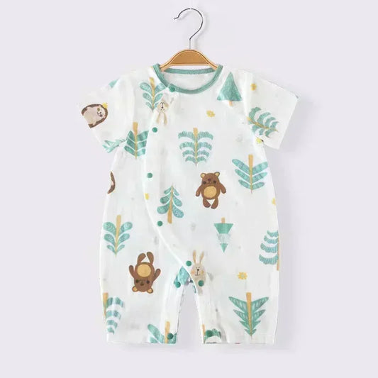 Cotton & Bamboo Muslin Short Sleeve Romper - Pear & Bunny - Bodyfeu