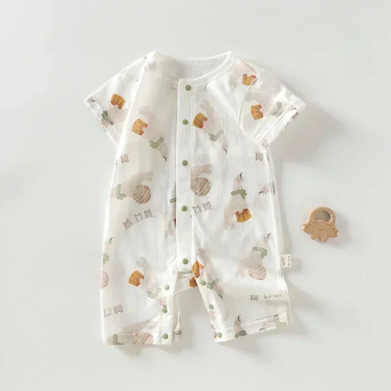 100% Cotton Short Sleeve Romper - Cute Squirrel - Bodyfeu