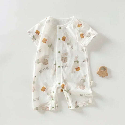 100% Cotton Short Sleeve Romper - Cute Squirrel - Bodyfeu