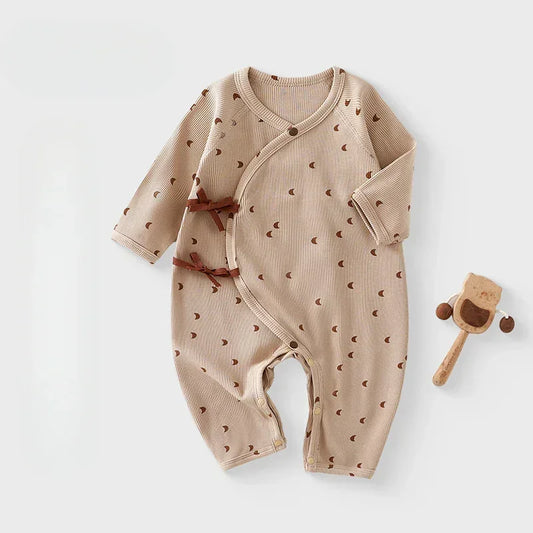 Cotton Long Sleeve Kimono Romper - Cute Stripe - Bodyfeu