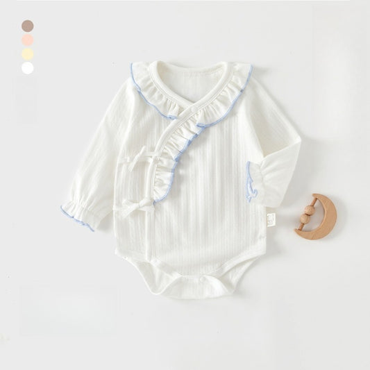100% Cotton Long Sleeve Pullover Bodysuit - White