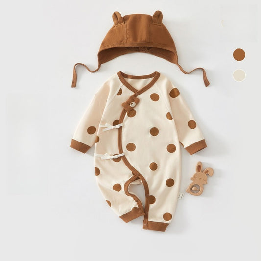 100% Cotton Long-Sleeve Kimono Romper - Bear