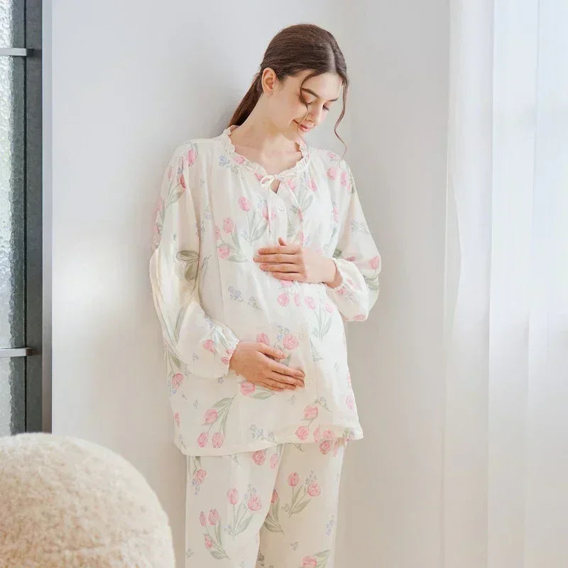 Bodyfeu Muslin Button-Up Maternity & Nursing Pajama - Morning Glory - Bodyfeu