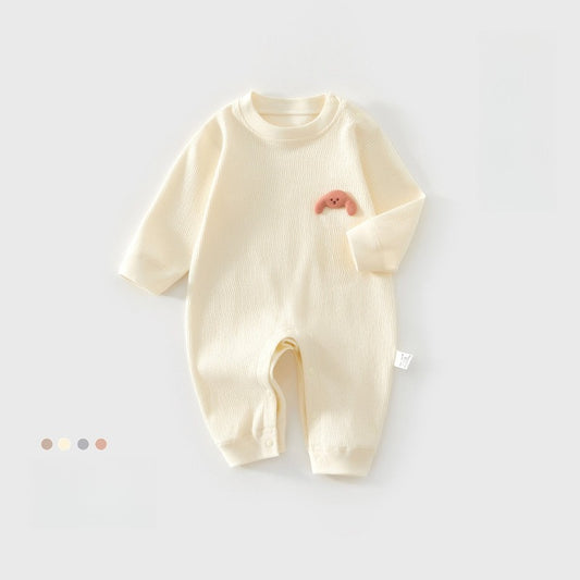 100% Cotton Long Sleeve Pullover Romper - Yellow Pullover