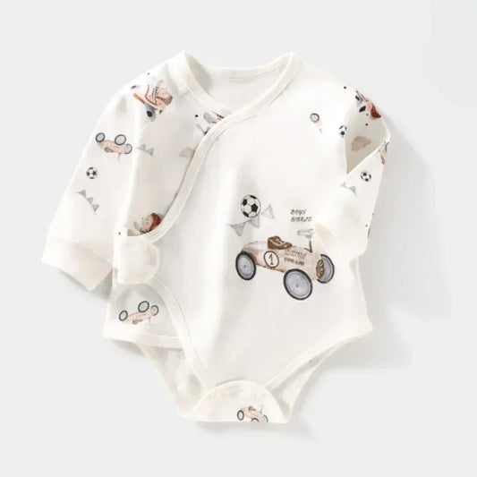 100% Cotton Long Sleeve Bodysuit with Velcro Closure- Adorable Cat - Bodyfeu