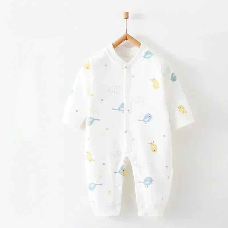 100% Cotton Snap-Up Long Sleeve Romper - Leopard - Bodyfeu