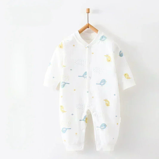 100% Cotton Snap-Up Long Sleeve Romper - Leopard - Bodyfeu