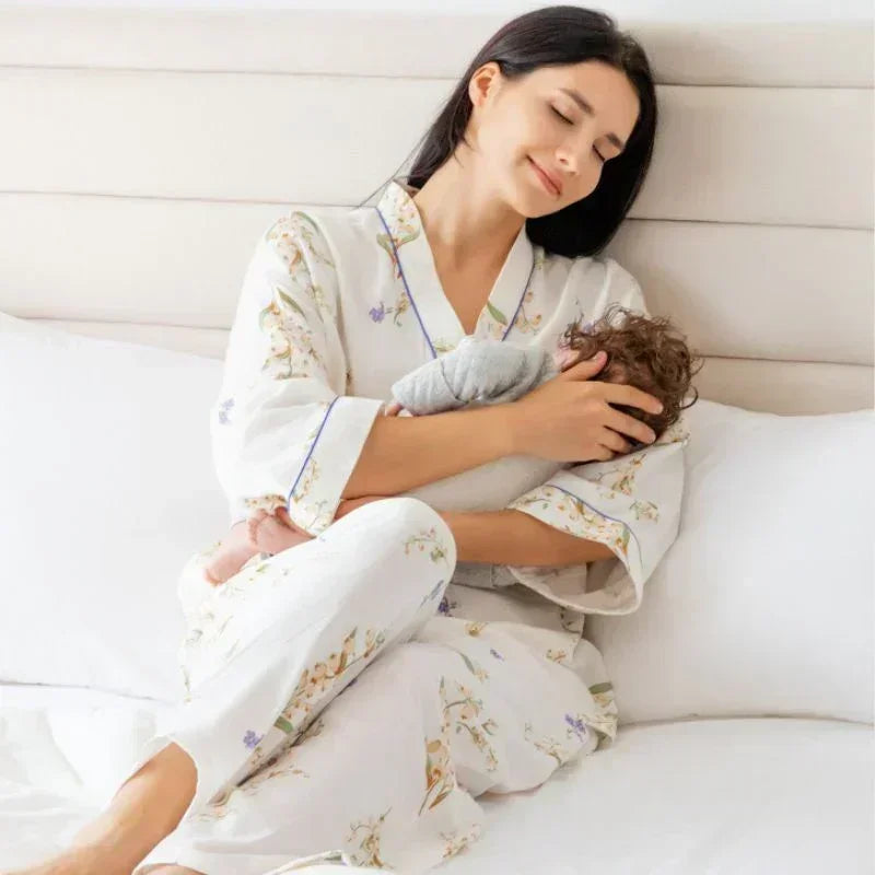 Bodyfeu Muslin Wrap Maternity Pajama Set- Fish - Bodyfeu