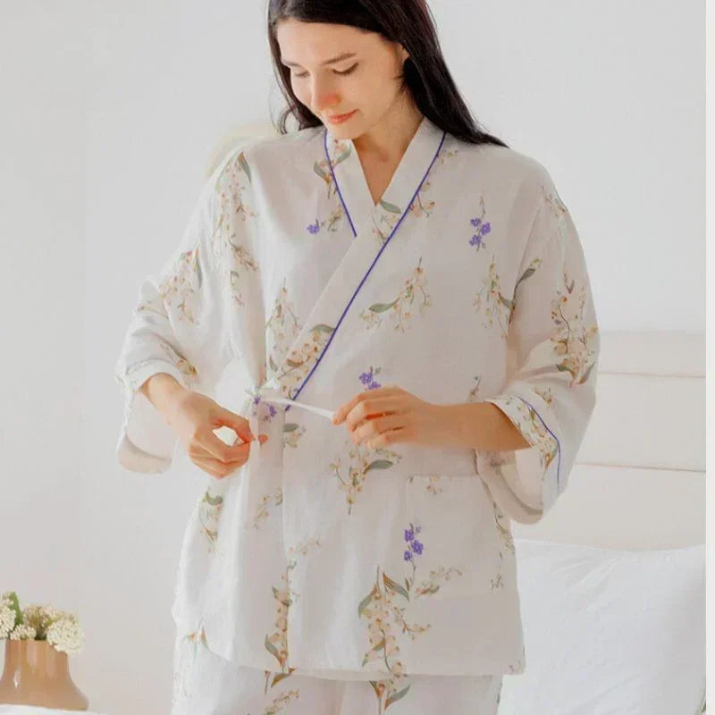 Bodyfeu Muslin Wrap Maternity Pajama Set- Fish - Bodyfeu