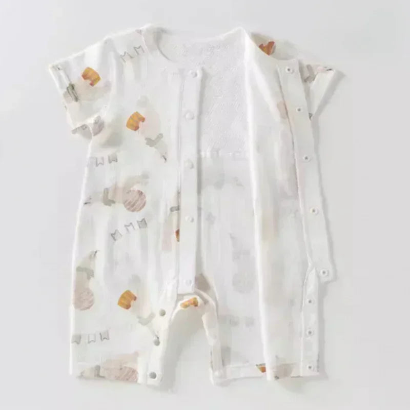 100% Cotton Short Sleeve Romper - Cute Squirrel - Bodyfeu